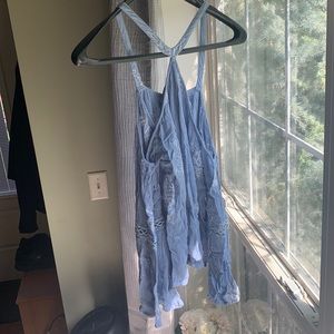 Off the shoulder blue top